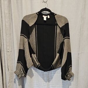 LOGO by Lori Goldstein Black and Gray Shrug Dolman Sleeves